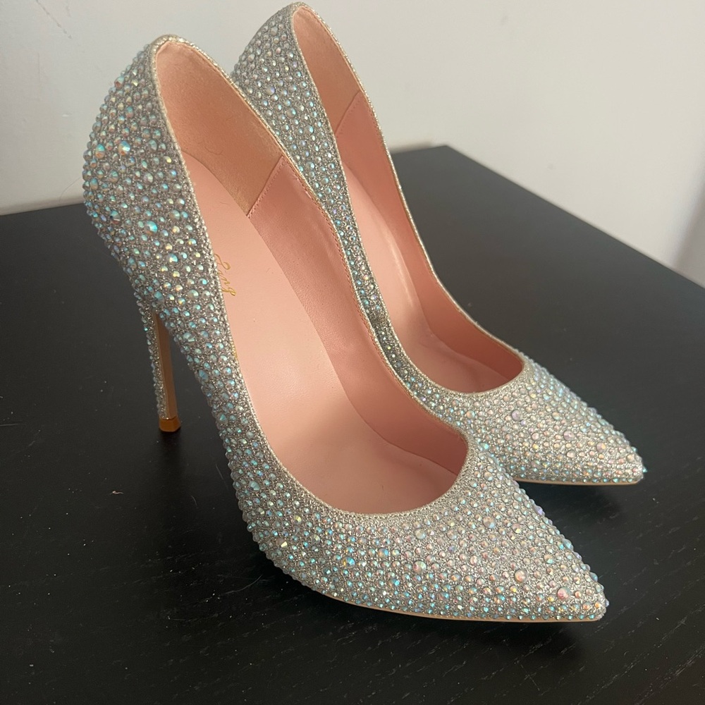 Glamorous Silver Rhinestone Heels with Stiletto
